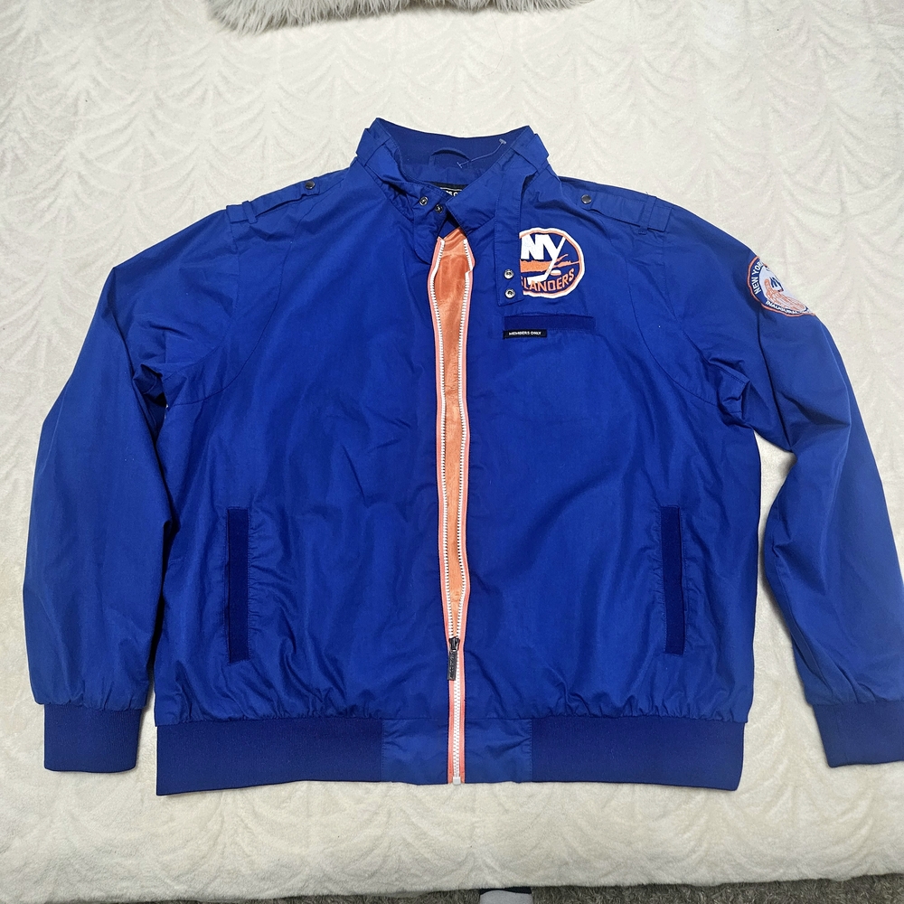 Members Only Blue Jacket with Orange NY Islanders Logo